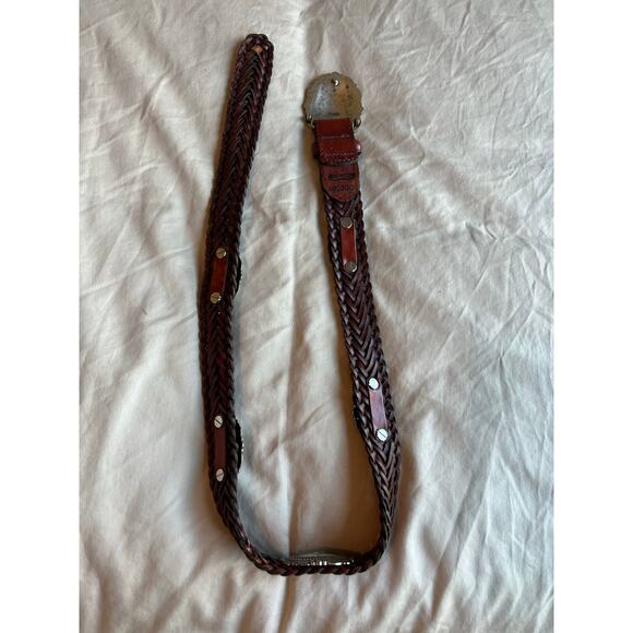 Vintage Brighton 92306 Concho brown Leather Braided Western Belt M 36" long - Picture 2 of 8